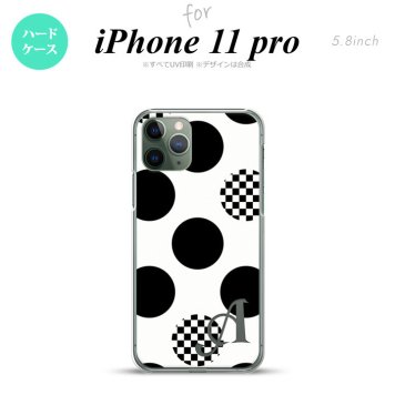 iPhone11Pro iPhone11 Pro スマホケース ハードケース 水玉 A 白 黒 +アルファベット メンズ レディース nk-i11p-1112i