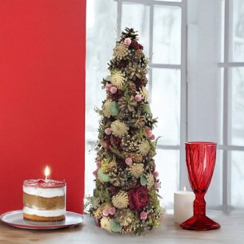 2サイズ展開 クリスマスツリー ローズ 店舗用 クリスマスオブジェ インテリア クリスマスグッズ オーナメント アンティーク調 シャビーシック 北欧 置物