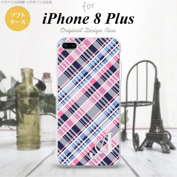 【iPhone8Plus】【スマホケース/スマホカバー】【アイフォン8プラス】iPhone8Plus スマホケース ケース アイフォン8プラス イニシャル チェックA ピンク青 nk-ip8p-tp439ini【メール便送料無料】