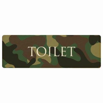 トイレ プレート 木製 TOILET 文字タイプ 迷彩 カラー 長方形 12x4cm ドア サインプレート ピクトサイン トイレマーク表示 案内 注意 施設 御手洗 TOILET おしゃれ シンプル 安全対策