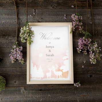 グラフィック ウェルカムボード（ブランシェネージュ レッド）結婚式 ギフト お祝い 披露宴 ウェディング ウエルカムスペース 冬 雪 トナカイ