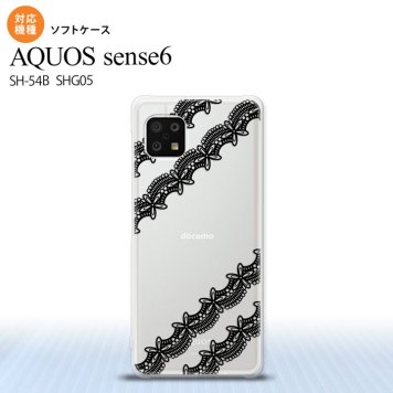SH-54B SHG05 AQUOS sense6 スマホケース ソフトケース レース 帯 A 黒 メンズ レディース nk-sens6-tp1096