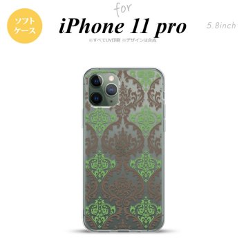 iPhone11Pro iPhone11 Pro スマホケース ソフトケース ダマスク A クリア 茶 緑 メンズ レディース nk-i11p-tp459