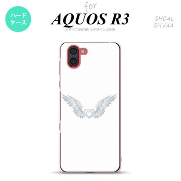 SH-04L SHV44 R3 AQUOS R3 スマホケース カバー 白翼 ハート 白 グレー nk-r3-476