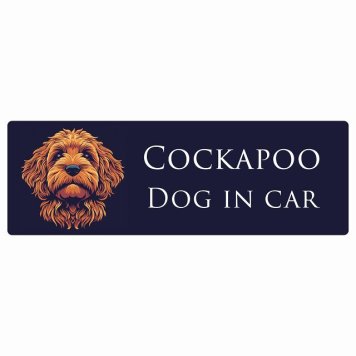 ドッグ カーステッカー イラスト付 Dog in Car コッカプー Aタイプ セーフティサイン 犬種別 長方形 20x6.7cm シール リア あおり運転対策 Dog Sticker 屋外 屋内 防水 かわいい おしゃれ 安全対策 カーサイン