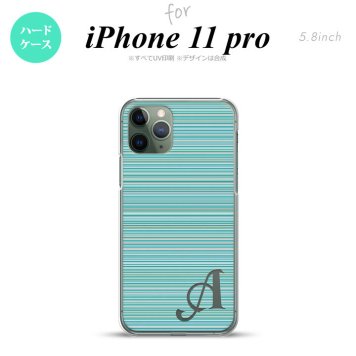 iPhone11Pro iPhone11 Pro スマホケース ハードケース ボーダー 細 ターコイズ +アルファベット メンズ レディース nk-i11p-1285i
