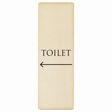 トイレ プレート 木製 TOILET 文字タイプ ホワイト ブラック 左 矢印 長方形 縦書き 6x18cm 方向案内 進路ドア サインステッカー ピクトサイン トイレマーク表示 案内 注意 施設 御手洗 TOILET おしゃれ シンプル 安全対策