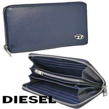 DIESEL ディーゼル ラウンドファスナー 長財布 X08427 PR227 T6328 レザー ネイビー 新品 無料ラッピング可