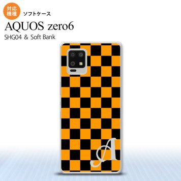 SHG04 SHG04 ZERO6 AQUOS zero6 スマホケース ソフトケース スクエア 黒 オレンジ +アルファベット メンズ レディース nk-zero6-tp761i