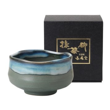 灰マット青流し 抹茶碗 磁器 輸入品 やきものの里から、暮らしを贈ります。　ギフト 食器 セット テーブルウェア