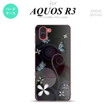 SH-04L SHV44 R3 AQUOS R3 スマホケース カバー バタフライ 蝶 D 黒 nk-r3-227