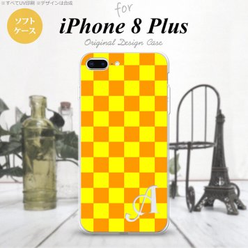 【iPhone8Plus】【スマホケース/スマホカバー】【アイフォン8プラス】iPhone8Plus スマホケース ケース アイフォン8プラス イニシャル スクエア 黄×オレンジ nk-ip8p-tp767ini【メール便送料無料】
