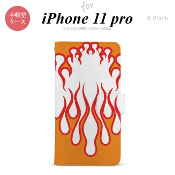 iPhone11Pro iPhone11 Pro 手帳型スマホケース カバー ファイヤー 炎 白 赤  nk-004s-i11p-dr1309