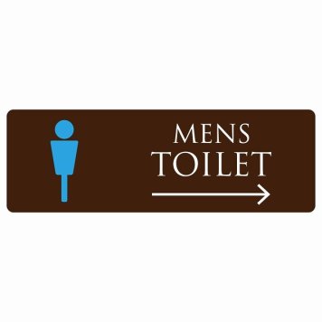 トイレ 案内 シール MENS ブラウン＆カラー 右 矢印 長方形 方向案内 進路ドア 防水 屋内 屋外 サインステッカー ピクトサイン トイレマーク表示 案内 注意 施設 御手洗 TOILET おしゃれ シンプル 安全対策