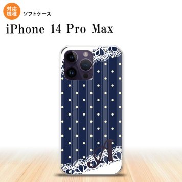 iPhone14 ProMax iPhone14 Pro Max スマホケース 背面ケースソフトケース ドット レース C 紺 +アルファベット 2022年 9月発売 nk-i14pm-tp1612i