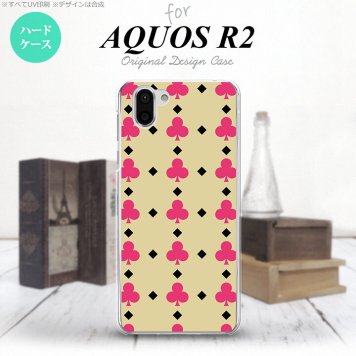 AQUOS R2 アクオス アール2 SH-03K SHV42 専用 スマホケース カバー ハードケース トランプ(クラブ) ベージュ×ピンク nk-r2-534[スマホ,スマホケース,スマホカバー,ケース,カバー,ジャケット]