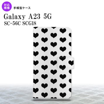 Galaxy A23 GalaxyA23 手帳型スマホケース カバー ハート 黒 2022年 10月発売 nk-004s-a23-dr015