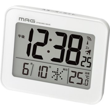 【直送】MAG デジタル電波目覚まし時計 ファルマン ホワイト [26-0248-011] T-776WH-Z 電波時計 置時計 めざまし時計 温度表示 スヌーズ ライト付き コンパクト ギフト プレゼント 引越し祝い 新築祝い