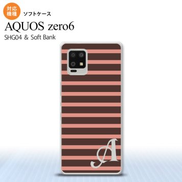SHG04 SHG04 ZERO6 AQUOS zero6 スマホケース ソフトケース ボーダー 茶 ピンク +アルファベット メンズ レディース nk-zero6-tp707i