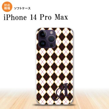 iPhone14 ProMax iPhone14 Pro Max スマホケース 背面ケースソフトケース アーガイル 黒 赤 +アルファベット 2022年 9月発売 nk-i14pm-tp1401i