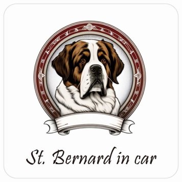 ドッグ カーステッカー イラスト付 Dog in Car セントバーナード セーフティサイン 犬種別 正方形 13x13cm シール リア あおり運転対策 Dog Sticker 屋外 屋内 防水 かわいい おしゃれ 安全対策 カーサイン
