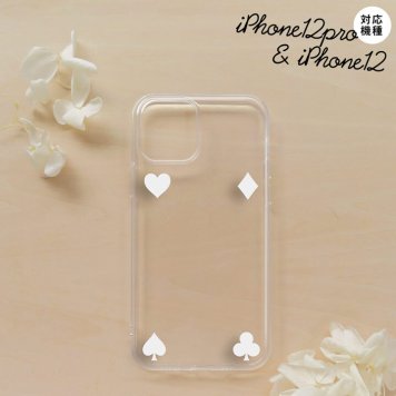 iPhone12/iPhone12pro iPhone12 / iPhone12pro スマホケース ソフトケース トランプ 四隅 白 メンズ レディース nk-i12-tp522