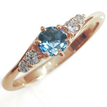 ブルートパーズリング シンプルリング K10 婚約指輪 一粒