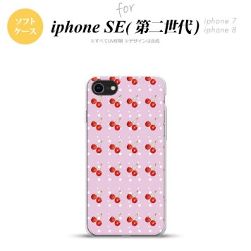 iPhoneSE 2 第二世代 iPhone8&iPhone7 共用 スマホケース 背面カバー ソフトケース さくらんぼ チェリー ピンク おしゃれ かわいい かっこいい メンズ レディース nk-ise2-tp178