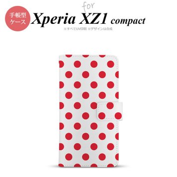 【手帳型 スマホ カバー ケース】【SO02K】【エクスペリア XZ1】手帳型 ケース SO-02K スマホ カバー Xperia XZ1 Compact エクスペリア ドット・水玉 白×赤 nk-004s-so02k-dr103【メール便送料無料】