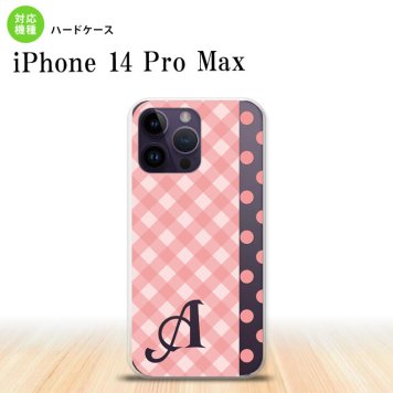 iPhone14 ProMax iPhone14 Pro Max スマホケース 背面ケース ハードケース チェック ドット ピンク +アルファベット 2022年 9月発売 nk-i14pm-1521i