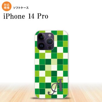 iPhone14 Pro iPhone14 Pro スマホケース 背面ケースソフトケース スクエア モザイク 緑 +アルファベット 2022年 9月発売 nk-i14p-tp1022i