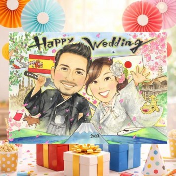 結婚記念日のお祝いに、大切な思い出を似顔絵で残しませんか。 結婚祝い 似顔絵 プレゼント 名入れ 手描き 贈り物 ギフト 結婚記念日 記念 挙式 ウェルカムボード お祝い 同僚 家族 友達 カップル 友人 名入れ 修正無料 下書き確認 かわいい 喜ばれる 一生もの 親孝行 結婚式 宝物 一生もの ウェディング 大人数 お祝い返し カラフル 記念日 イラスト 二次会 ハロウィン 快気祝い 感謝