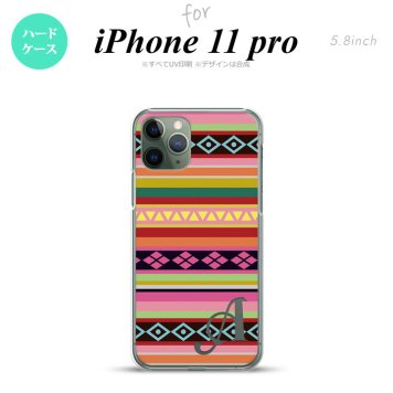 iPhone11Pro iPhone11 Pro スマホケース ハードケース エスニック ボーダー ピンク +アルファベット メンズ レディース nk-i11p-1561i