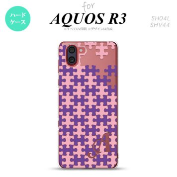 SH-04L SHV44 R3 AQUOS R3 スマホケース カバー パズル 紫ピンク +アルファベット nk-r3-1212i