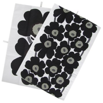 マリメッコ Marimekko タオル ティータオル ランチョンマット 2枚セット 70×47cm UNIKKO ウニッコ ホワイト×ブラック 66943 030 母の日