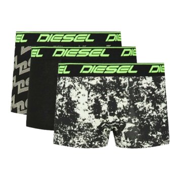 ディーゼル DIESEL ボクサーパンツ 前閉じ 無地 ロゴ コットン 3枚組 セット 男性用 下着 00ST3V0SJAU E6806 メンズ ブラック+グリーン