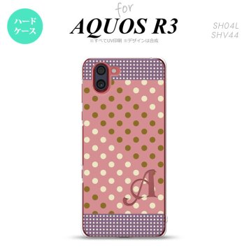 SH-04L SHV44 R3 AQUOS R3 スマホケース カバー ドット 水玉 C サーモンピンク 紫 +アルファベット nk-r3-1653i