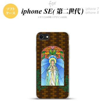 iPhoneSE 2 第二世代 iPhone8&iPhone7 共用 スマホケース 背面カバー ソフトケース マリア様 茶 おしゃれ かわいい かっこいい メンズ レディース nk-ise2-tp1501