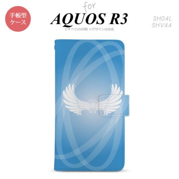 SH-04L/SHV44 AQUOS R3 手帳型スマホケース カバー 翼 光 青  nk-004s-r3-dr463