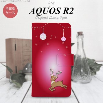 SH-03K/SHV42/706SH AQUOS R2 手帳型スマホケース カバー トナカイ 赤  nk-004s-r2-dr645