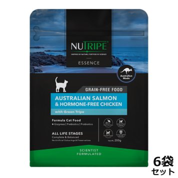 ニュートライプ GFドライ キャット サーモン＆チキン with グリーントライプ 200g×6袋 グレインフリー 穀物不使用 犬 ドッグフード 無添加