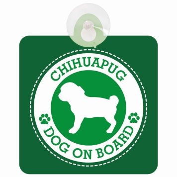 セーフティサイン DOG ON BOARD Chihuapug チワパグ グリーン 安全運転 車内用 吸盤タイプ 煽り運転対策 収れん火災防止タイプ 安全対策 カーサイン 吸盤 肉球マーク