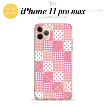 iPhone11ProMax iPhone11pro max スマホケース ソフトケース パッチワーク ピンク +アルファベット メンズ レディース nk-i11pm-tp1061i