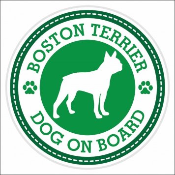 セーフティサイン ステッカー Dog on board BOSTON TERRIER ボストンテリア グリーン 直径13cm あおり運転 対策 カーステッカー 煽り運転対策 自動車用 屋外 屋内 防水 かわいい おしゃれ 安全対策 カーサイン 肉球マーク