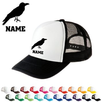 カラス/名入れメッシュキャップ オリジナル セミオーダーメイド  名入れ 部活 サークル 卒団記念品 チームウェア お揃い 記念 クラブ 烏、Crow、Crows、クローズ【ネコポス発送不可】【evm】
