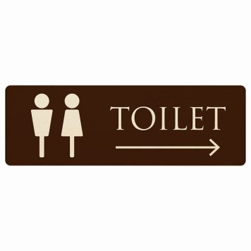 トイレ プレート 木製 男女マーク ブラウン ナチュラル 右 矢印 長方形 27x9cm方向案内 進路ドア サインプレート ピクトサイン トイレマーク表示 案内 注意 施設 御手洗 TOILET おしゃれ シンプル 安全対策