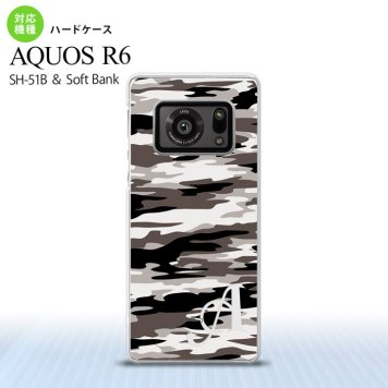 SH-51B AQUOS R6 AQUOS R6 スマホケース ハードケース タイガー 迷彩 A グレー +アルファベット メンズ レディース nk-r6-1160i
