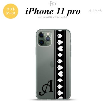 iPhone11Pro iPhone11 Pro スマホケース ソフトケース トランプ 帯 黒 白 +アルファベット メンズ レディース nk-i11p-tp523i
