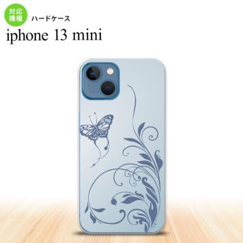iPhone13mini iPhone13 mini ケース ハードケース 蝶と草 青  nk-i13m-1633
