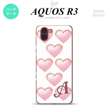 SH-04L SHV44 R3 AQUOS R3 スマホケース カバー ハート C 白 +アルファベット nk-r3-175i